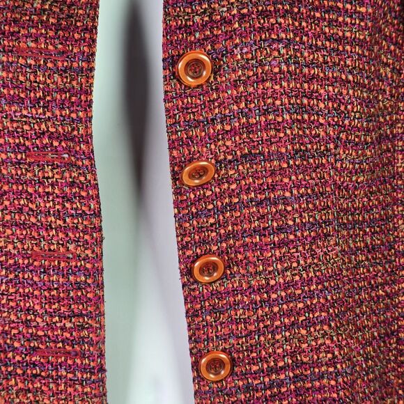 Maggy London Petites Cropped Tweed Silk Blend Blazer Pink Multicolor Classic - Picture 4 of 16
